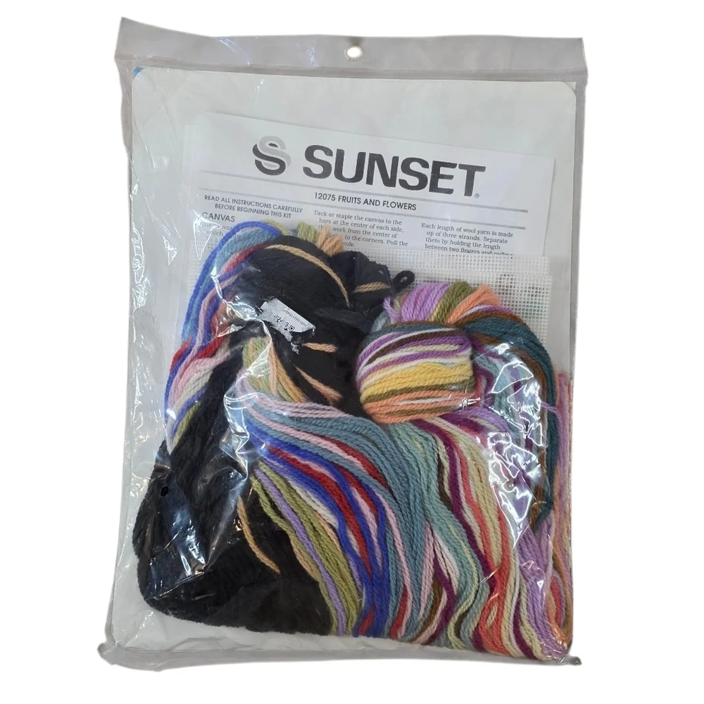 Vintage 1992 Sunset Needlepoint Kit Fruits and Flowers by Ann Craig New Sealed